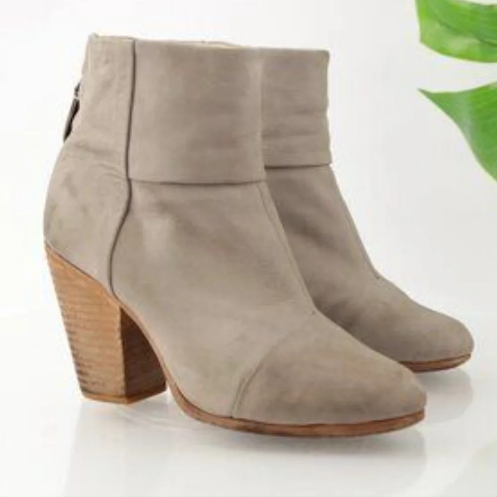 Rag & Bone Newbury Light Grey Leather Ankle Boots Size EU 39 $495